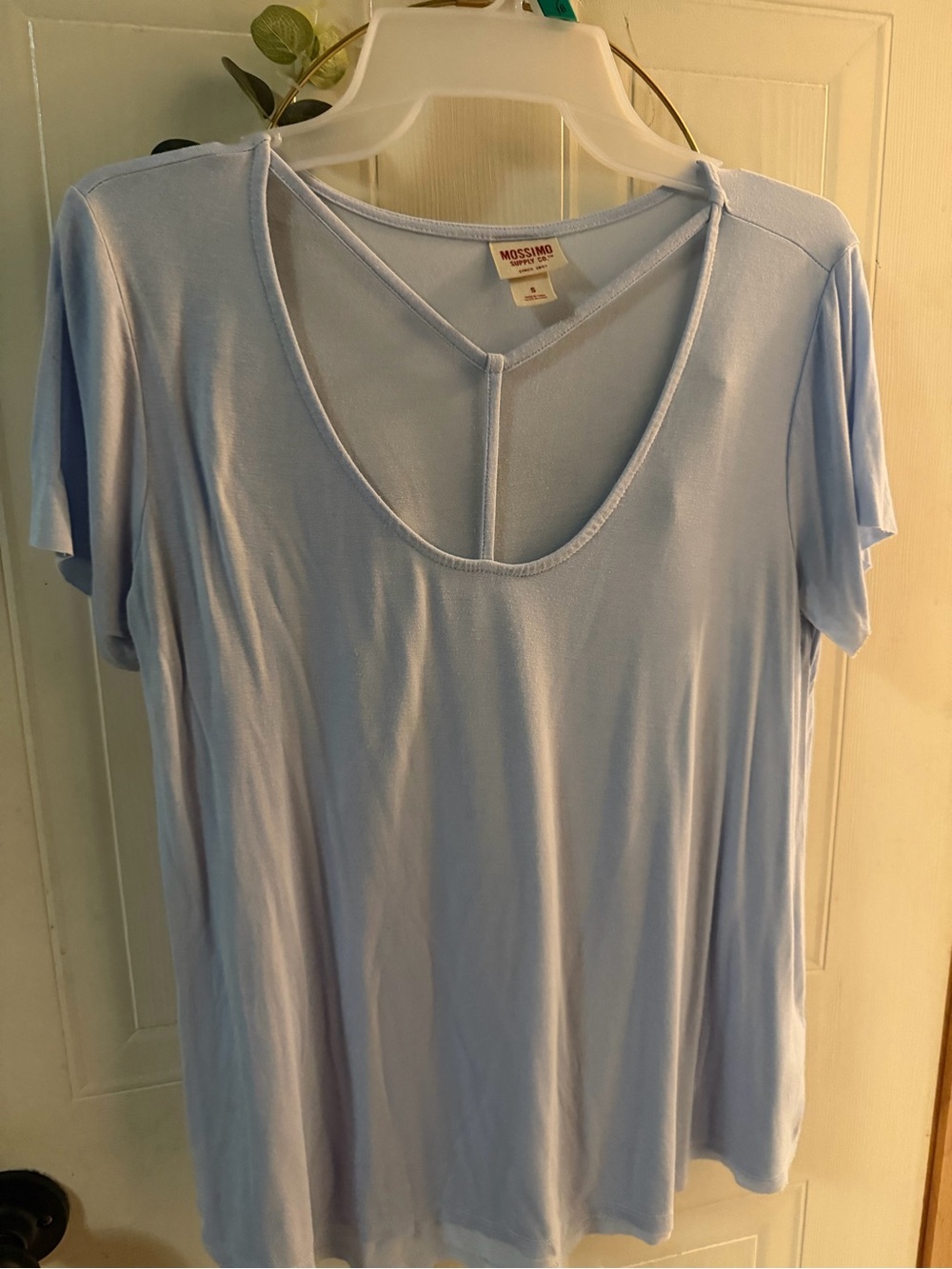 Mossimo Supply Co. Light Blue Scoop Neck Short Sleeve Top with T-strap